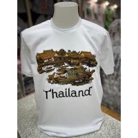 ราคา Colour T-shirt เสื้อยืดลายไทย ลายตลาดน้ำกากเพชร มี 3 สี ทอง/น้ำเงิน/ดำ ผ้าคอตตอน100% Made in Thailand (42155273428)