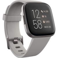 ราคา Fitbit Versa 2 สมาร์ทวอทช์เพื่อสุขภาพและฟิตเนสพร้อมอัตราการเต้นของหัวใจ, เพลง, Alexa ในตัว, การติดตามการนอนหลับและว่ายน้ํา, Stone/Mist Grey, One Size (รวมวงดนตรี S & L) (43178244639)