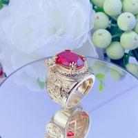 ราคา แหวนผู้ชายมังกรม้วนหยกสีแดงชุบทองที่ดีงามและหรูหราสําหรับผู้ชาย (27638827946)