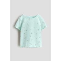 ราคา H&M(เอชแอนด์เอ็ม) เสื้อคอตตอนตกแต่งตะเข็บโอเวอร์ล็อก Girls Overlock-detail cotton top 1320439_1 (48052439222)