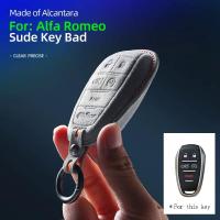 ราคา Alcantara Car Key Case Cover Shell For Alfa Romeo Stelvio Mito Giulietta Giulia Brera 4C 159 GTA 147 156 Mito 166 GT JTD (26783676928)