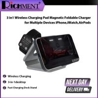 ราคา แผ่นรองชาร์จไร้สาย 3 in1 แม่เหล็กพับได้ 15W สถานีชาร์จสําหรับเดินทางเร็วสําหรับอุปกรณ์หลายเครื่อง iPhone,iWatch,AirPods (45305254965)