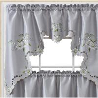ราคา GOHD Cutwork Floral. ชุดผ้าม่านห้องครัว. ชุดวาเลชั่นและชั้นสวาย ดีเย็บปักถักร้อยผ้าผ้าไหมเทียมพร้อมงานตัด (สีเทา) (44027332558)