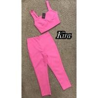 ราคา ชุดเซท kira เสื้อครอป กางเกงขาเดฟ สีชมพู baby pink ผ้าใส่สบาย งานคัตติ้งดี งานน่ารัก ราคาน่ารัก sizeS only (1059783700)