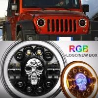 ราคา 7 นิ้วรอบ LED ไฟหน้าอัตโนมัติเปลี่ยนรถจักรยานยนต์ Skull ไฟหน้า Fit สําหรับ Harley Davidson สําหรับ Jeep Wrangler (49300650693)