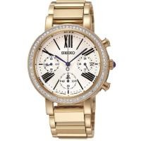 ราคา SEIKO Crystal นาฬิกาข้อมือผู้หญิง โครโนกราฟ ควอทซ์ SRW014P1 เรือนทอง (578550595)