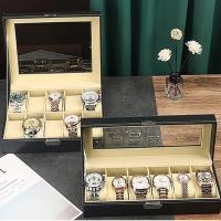 ราคา chic กล่องเก็บนาฬิกาข้อมือ กล่องนาฬิกา กล่องใส่นาฬิกา 6 เรือน ฝากระจก กล่องใส่เครื่องประดับ Leather Watch Box (27380598524)