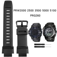 ราคา สายรัดข้อมือยางสําหรับ Casio PROTREK PRG-260/270/550/250 PRW-3500/2500/5100 เปลี่ยนสร้อยข้อมือสีดํา 18 มม.ซิลิโคน WatchBands 5OUH (55004050493)