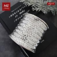 ราคา MT กำไลเงินแท้ ลายถัก ลายสาน ขนาดใหญ่ กว้าง 6 ซม ข้อมือ 16 17 18 ซม (sbg379) MT Jewelry มณีธาร (1705475366)