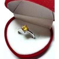 ราคา TANITTgems แหวนทองคำขาวประดับพลอยบุษราคัมเม็ดเดี่ยว 1กะรัต (4271106681)