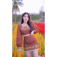 ราคา เซ็ทเสื้อแขนยาวยีนส์ สีน้ำตาล ปักดอกทานตะวัน (มือ2) (43803610607)