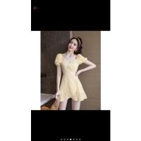 ราคา งานป้ายypyมือ2เดรสลายดอกเหลือง (21800993505)