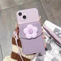 ราคา ขายร้อน กระเป๋าเหรียญดอกไม้สีม่วง ที่ใส่บัตร เคส iPhone 16 Pro Max เคสนุ่ม 13/14 15 Pro แบบสะพายข้าง XS (43004672081)