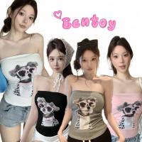 ราคา เสื้อเกาะอกลายหมาน่ารัก แต่งแว่นสีชมพูรูปหัวใจเล็กๆ เสริมฟองน้ำในตัว ใส่สบายnobra Bentoy(bratop937) (49655296991)