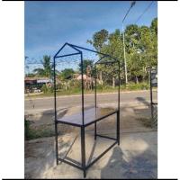 ราคา คีออสขายทรงบ้านของพับเก็บได้ โครงเหล็กแท้+ท็อปไม้พาราประสาน (10716570273)