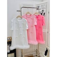 ราคา 50432# ชุดมินิเดรสผ้ายืด ด้านหน้าแต่งโบว์ติดเพชร ชายระบายผ้ามุ้งเก๋ๆ (26633998659)