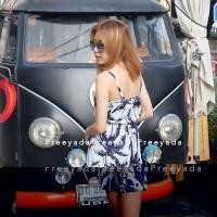 ราคา พร้อมส่ง จั้มสูทสายเดี่ยวพิมพ์ลายมะพร้าว (189294907)