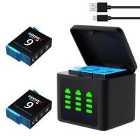 ราคา แบตเตอรี่แบบชาร์จไฟได้1780MAh พร้อมที่ชาร์จ USB 3ช่องสำหรับ Gopro Hero 10 Black, Hero 9 Black (20247390569)