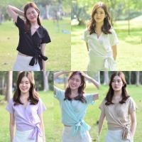 ราคา *ผ้าลินินLINEN*เสื้อ WRAP TOP แขนสั้น ผูกเอว คอวีแขนสั้น,ผ้าลินิน,ผ้าลินินชบา (19361394531)