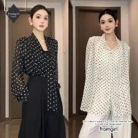 ราคา เสื้อเชิ้ตแขนยาวผ้าชีฟองลายจุดฝรั่งเศสวินเทจสำหรับผู้หญิง สไตล์ร้อนๆ (41819189606)