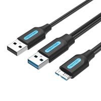 ราคา Vention สายเคเบิลข้อมูลฮาร์ดไดรฟ์ USB 3.0 เป็น Micro B พร้อมสายไฟ USB 2.0 (24597507049)
