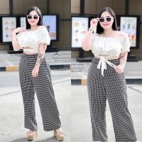 ราคา เซ็ตสาวอวบ A08 เซ็ตโบว์ผูกเอวสีพื้น เสื้อนมโตสม็อคยืดเยอะ+กางเกงขายาวลายชิโนริ รุ่นปัง งานทรงสวย ควรมีติดตู้ (16607119906)