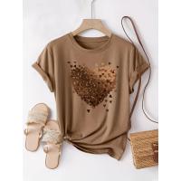 ราคา เสื้อยืดทรงกระบอกสำหรับสุภาพสตรี ออกแบบลายหัวใจสีชมพู แขนสั้นไซส์กลาง ใหม่ล่าสุดปี 2025 (43419780168)