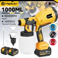 ราคา MELLWIN 1000ML ไร้สายไฟฟ้าสีสเปรย์ปืนแบบพกพา HVLP สี Sprayer รถเฟอร์นิเจอร์ Sprayer สําหรับ Makita 18V แบตเตอรี่ Pin (50154653081)