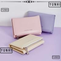 ราคา Yunhi กระเป๋าสตางค์ ใบสั้น หนัง PU พับได้สามทบ หลายช่อง แบบพกพา สีพื้น สําหรับใส่เหรียญ บัตรนักเรียน (25323065212)