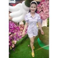 ราคา จั๊ม​สูท​ขาสั้น แขนตุ๊ก สีม่วง พิมพ์​ลายดอกเดซี่ งานป้าย Love Lady​ (29557719028)