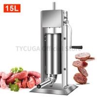 ราคา 15L Stainless Steel Manual Sausage Filler Stuffer Salami Maker Vertical Meat Filler Machine Manual (48903343618)