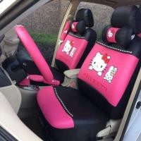 ราคา kamolsrichanyo ชุดหุ้มเบาะหนัง ลายคิตตี้ สีชมพูดำ (728986088)