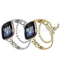 ราคา Versa3 นาฬิกาสแตนเลส/เหมาะสําหรับสร้อยข้อมือสมาร์ทวงกลมคู่ Fitbit โซ่ลูกปัดโลหะ sense2 สาย 4 FW6A (48303365412)