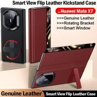 ราคา สําหรับ Huawei Mate X7 กรณีหนังแท้สมาร์ทดูแม่เหล็กพลิกหนัง Kickstand ฝาครอบโทรศัพท์สําหรับ Huawei Mate X7 (46655162278)