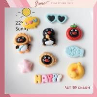 ราคา ชุดสติ๊กเกอร์ 10 ชิ้น เครื่องราง 3D พร้อมธีม happy Penguin พลาสติกแข็งติดรองเท้าแตะ Gamo Crocodile JB-410 (48002897083)