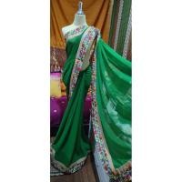 ราคา ผ้าส่าหรีอินเดีย ส่าหรีอินเดีย มือสองSAREE-37ส่าหรีสีเขียว ชีฟองส่าหรีแบบนุ่งเอง ความยาว 6ม. ชุดอินเดีย ชุดส่าหรี (51004418618)