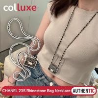 ราคา ชาแนล CHANEL 23S Rhinestone Bag Necklace Black/ gold สร้อยคอชาแนล (26923877335)