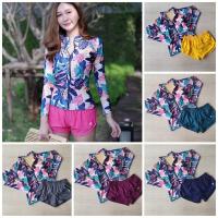 ราคา minimal swimsuit ชุดว่ายน้ำผู้หญิงแขนยาว bikinivintage rashguards (2986846044)