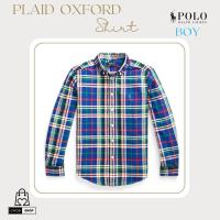 ราคา [New_ของแท้%_พร้อมส่ง]_Polo Ralph Lauren-BOY-เสื้อเชิ้ต Oxford ลายสก็อตน้ำเงิน ปักม้าเล็กน้ำเงิน BoySize (28683358577)