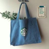 ราคา กระเป๋าผ้ายีนส์ Starbucks Green Tote Bag ของแท้ (118769486)