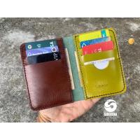 ราคา กระเป๋าสตางค์พับเล็กหนังแท้แฮนด์เมดหลากสี เลือกสีเองได้ ตอกชื่อฟรี Custom Color/Personalized (19166753834)