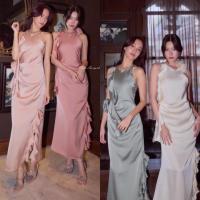 ราคา ✅ สีใหม่ ฟ้า ม่วง พร้อมส่ง 6 สี S M L ✅ ชุดราตรีออกงาน Red carpet (29666700268)