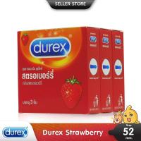 ราคา Durex Strawberry ถุงยางอนามัย กลิ่นหอมสตรอเบอร์รี่ ผิวเรียบ ขนาด 52.5 มม. บรรจุ 3 กล่อง (9 ชิ้น)) (1492551937)