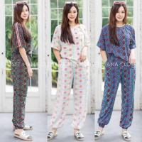 ราคา ชุดเซท2ชิ้น เสื้อ คอกลม แขนสั้น แต่งแถบแขน+กางเกง ขายาว จั้มปลายขา (4636412700)