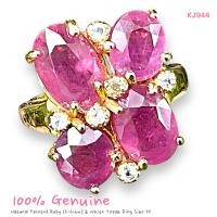 ราคา KJ944 แหวนทับทิมเจียรไนเนื้อแก้ว 5-6 กะรัต ประดับ White Topaz ขนาดแหวน 55 (29372956909)