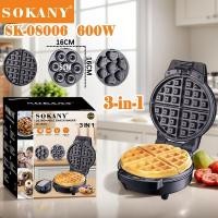 ราคา SOKANY 600W 3ใน1 เครื่องทำวาฟเฟิล เครื่องอาหารเช้า สามารถทำโดนัท วาฟเฟิล คุกกี้ รับประกัน 1ปี (20791955648)
