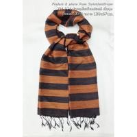 ราคา ผ้าคลุมไหล่ผ้าไหม ไหมแท้ ทอลายมัดหมี่ เนื้อหยาบนุ่ม ขนาด 67x180 สีน้ำตาลดำ รหัส ZM-ST-074 (22663599102)