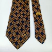 ราคา เนคไทมือสอง Dunhill Men's Silk Tie Brown Blue Cross Novelty Made in Italy (43714026292)