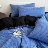 ราคา Ins Style Stripes ผ้าฝ้ายสีตัดกันชุดสี่ชิ้นผ้าฝ้ายแท้เส้นด้ายย้อมล้างผ้าฝ้ายหอพักนักเรียนชุดสามชิ้นเตียงเธอ (50104004654)