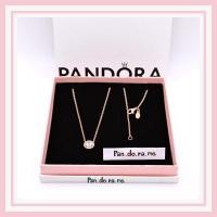 ราคา [พร้อมส่ง สินค้าแท้ ]สร้อยคอแพน .โด.ร่า 45 cm Round Sparkle Halo Necklace สีโรสโกลน์ (28289352009)